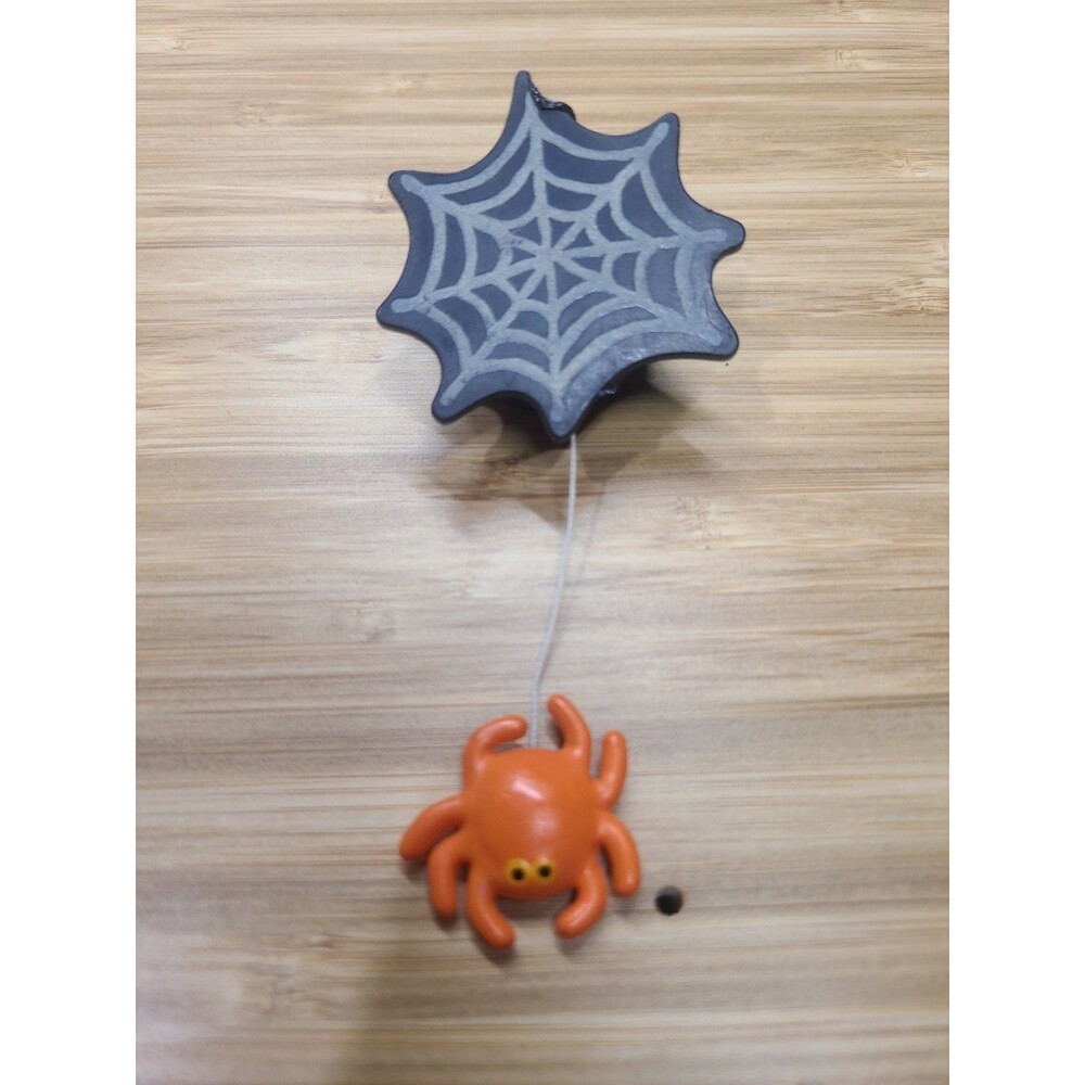 Vintage FUN Hallmark Windup Halloween Holiday Spider Climbing Web Pin 1988